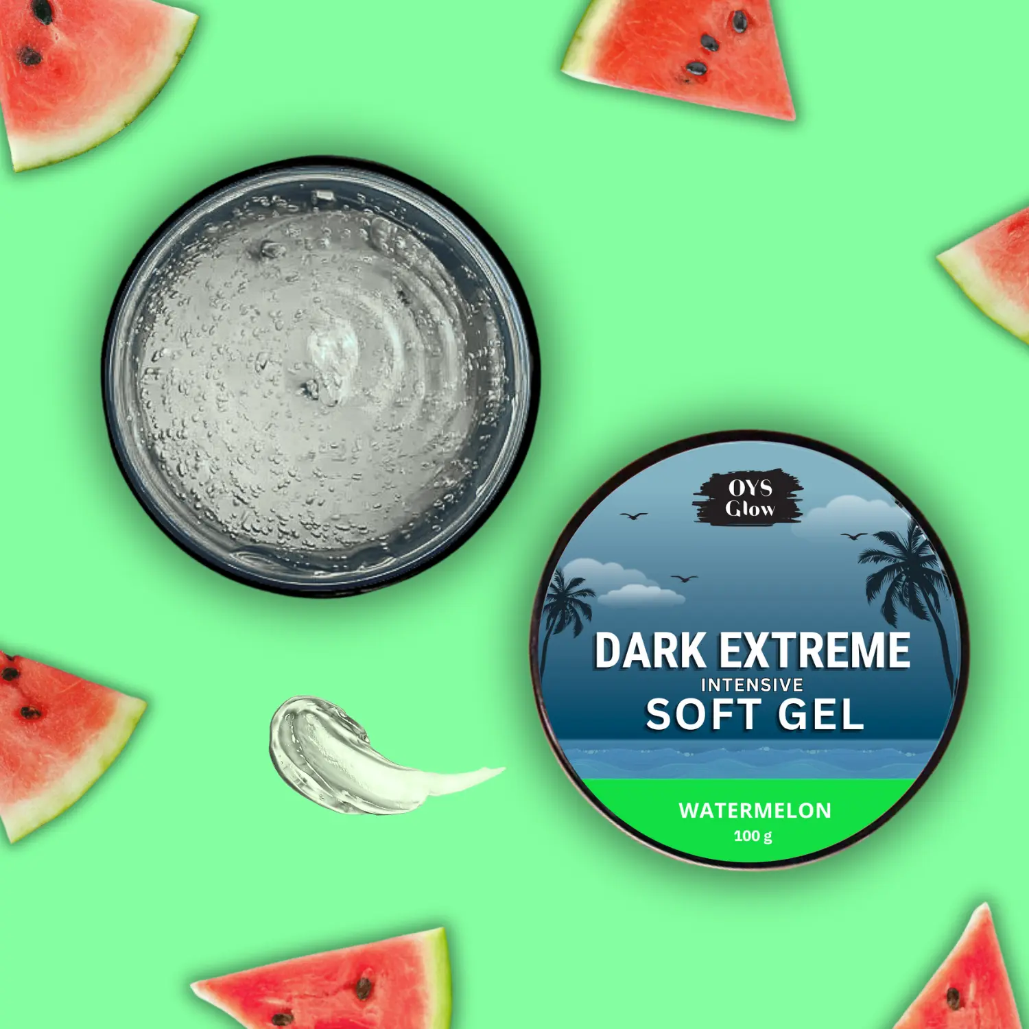 OYS Glow Dark Extreme Intensive Tanning Soft Gel Watermelon Skincare Scent Smooth Lightweight