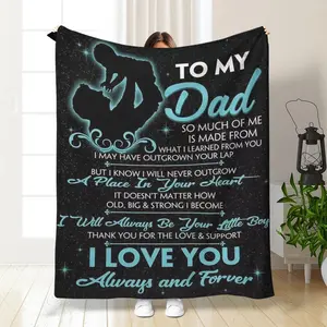 To My Dad Letter Print Soft Blanket, 1 Count Comfortable Throw Blanket, Air-conditioned Room Blanket, Warm Nap Blanket for Home & Office, Gift for Dad