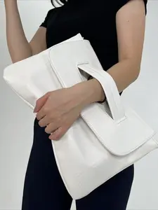 Ladies' minimalist PU leather wallet, large capacity handbag, A4 flip top notebook crossbody bag, suitable for commuting and banquets, multiple colors