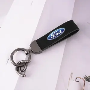 Suede Leather Car Emblem Keychain, Auto Logo Keyring for Ford F150 Focus Ranger, Gifts for Friends, Men & Women, Automotive Accessories
