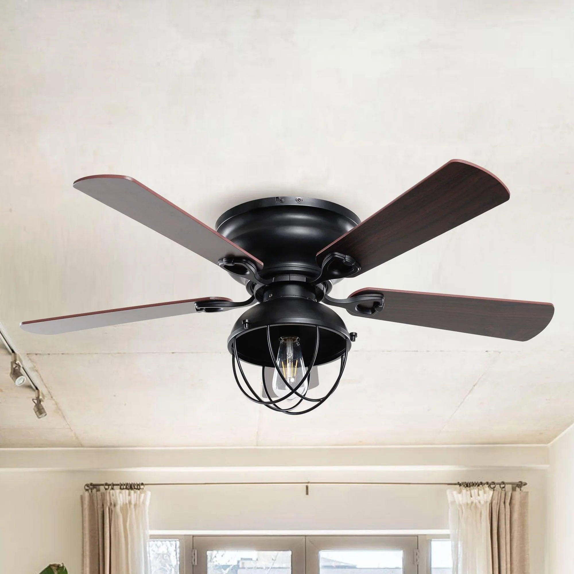 42" Traditional Flush Mount Ceiling Fan with LED Light & Remote Control | Reversible Quiet Motor 42" Traditional Flush Mount Ceiling Fan with LED Light & Remote Control | Reversible Quiet Motor