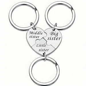 3PCS Sister Keychain Sister Gifts from Sisters Birthday Gifts from Sisters in Law Wedding Big Sisterr Gift for Girls Little Sisterr Matching Keychain Sibling Mothers Day Presents Christmas