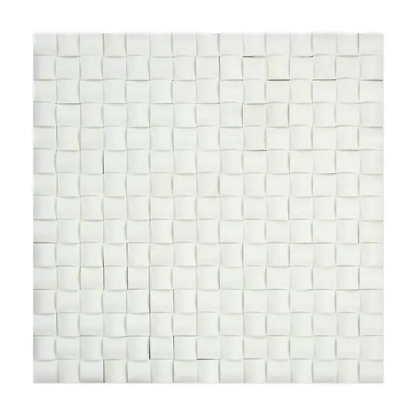Thassos White 3D Squares 12x12 Polished/Honed Marble Mosaic Tile Sample