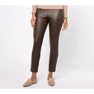 Susan Graver Regular Printed Knit Faux Suede Leggings