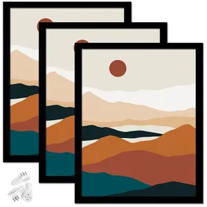 8x10 Picture Frame Set of 3, High Transparent Frame for 8 By 10 Photo Collage Canvas Poster Size Wall Mount and Tabletop Horizontally Vertically (Black, 8 x 10 inches)