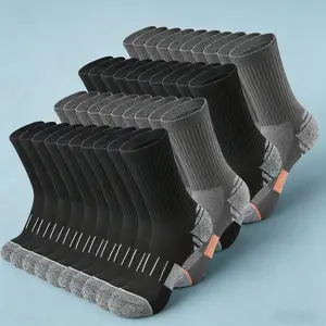 5/10/20/30Pairs Set Unisex Athletic Mid Calf Socks, Cushioned Compression Breathable Soft Durable for Hiking, Running and Daily Activities. Suitable for Men and Women Seeking Comfort and Performance, Demanded as Multi Purpose Sports Socks