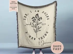 Personalized Bible Verse Woven Blanket Gift For Christian Tapestry Baptism Gift Scripture Throw Blanket For Christian Prayer Blanket Gift