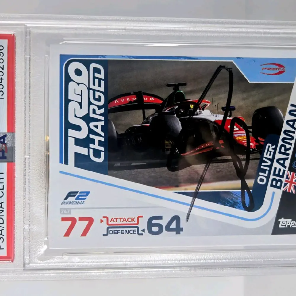 Oliver Bearman - PSA Authentic On Card Autograph 2024 Topps F1 Turbo Attax #247