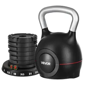 【Summervibes】VEVOR Kettlebell, Adjustable Kettlebell with 7 Weight Levels (5, 11.5, 18, 24.5, 31, 37.5, 44 lbs), Die-Cast Aluminum and ABS Material, for Grip Strength Training, Full-body Workout & Cross-Training