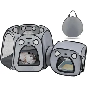 Portable Large Foldable Cat Playpen Tent for Indoor and Outdoor Play Enclosure for Kittens and Small Dogs Pet Houses Condos Cage