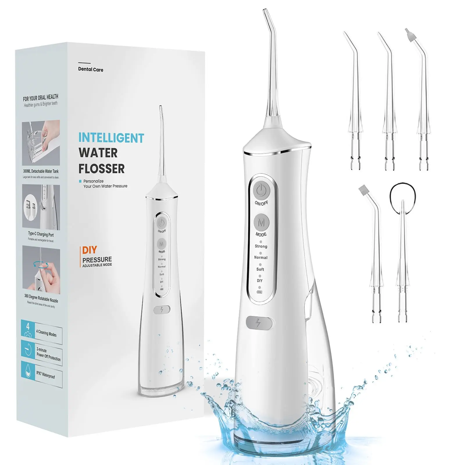 Portable Oral Irrigator – IPX7 Waterproof Water Flosser with 5 Modes