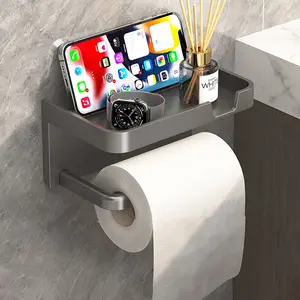 Wall Mounted Toilet Paper Holder, Punch Free Toilet Paper Rack, Tissue Holder, Bathroom Accessories, Home Organizer for Bathroom, Bathroom Essentials Accessories, Bathroom Supplies