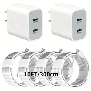 For iPhone 14 Charger,40W Dual USB-C Quick Wall Charger with 2pcs 10ft Extra Long Lightning Cable+Double Port Foldable USB C  for iPhone 14/13/12/11/XR/XS/SE/iPad, LYBABORU
