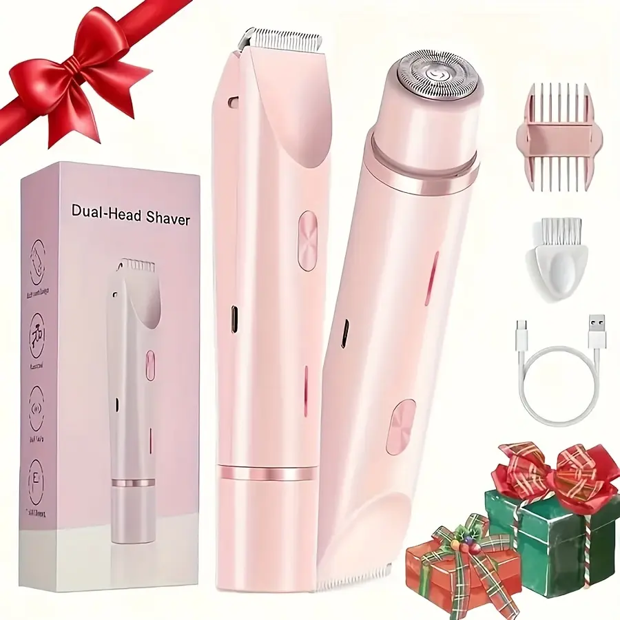 Women's Cordless Electric Shaver - 2-in-1 Face & Body Trimmer with Comb, Ceramic Blades, IPX7 Waterproof, Titanium Build, Flawless Finish, Removable Parts, Daily Care Self-Care Gift