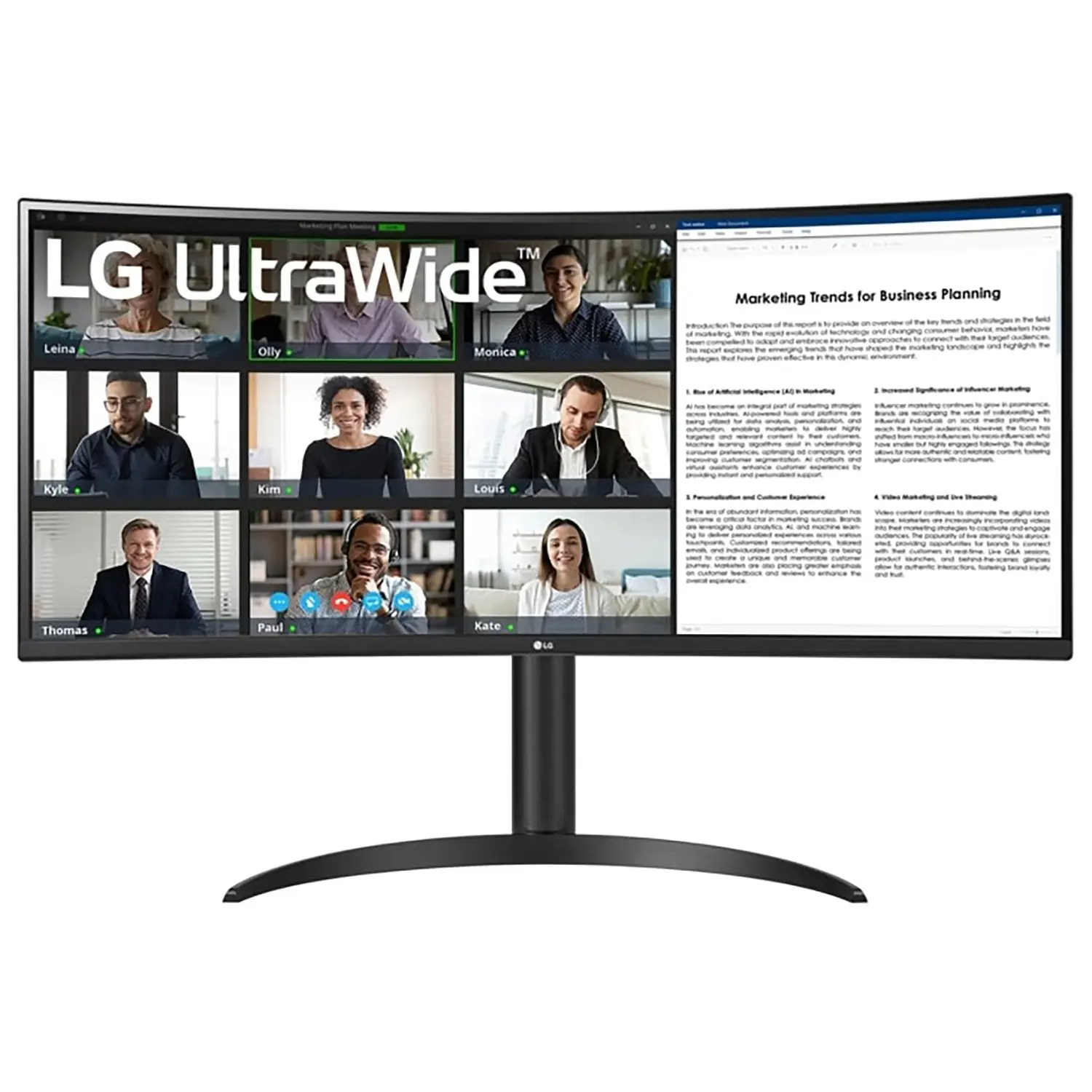 LG 34WR55QB 34" Curved UltraWide WQHD HDR 10 100Hz VA Monitor with USB Type-C, DP, Headphone Jack, Blue Light Filter for Work