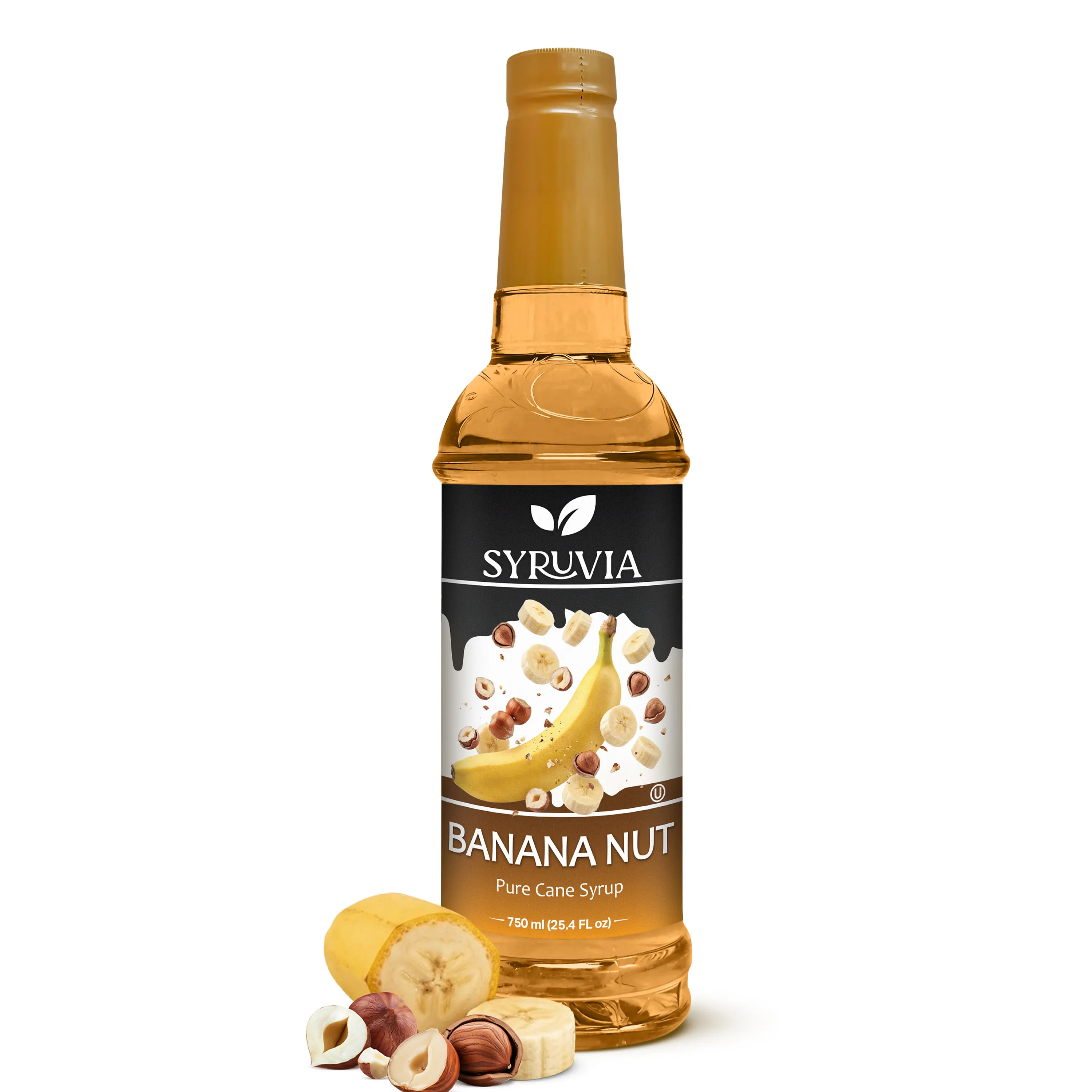 Syruvia Banana Nut Flavored Syrup for Drinks, Cocktails, Lemonades, Iced Teas and Desserts – 25.4 fl oz