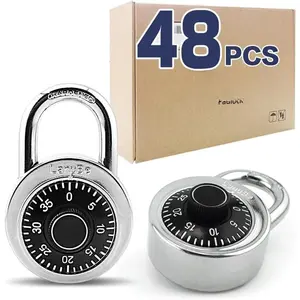Lock Standard Dial Combination Lock, 2 in. Wide, with Different Combinations, Black Turnplate, Pack of 48; Lock for School, Employee, Gym &  Locker, Case, Toolbox, Fence and so