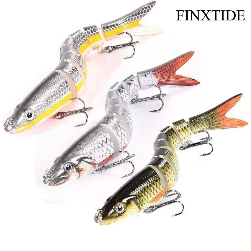 FINXTIDE Top-Rated Quick-Drop Fishing Lure - SwimMax Fishing Equipment with BKK Hooks, 3D Realistic Eyes, Durable ABS Construction, Built-In Rattle, Flexible Movement, Mini Size, Summer Use, Gift for Family or Halloween, Natural Look, 8 Segments