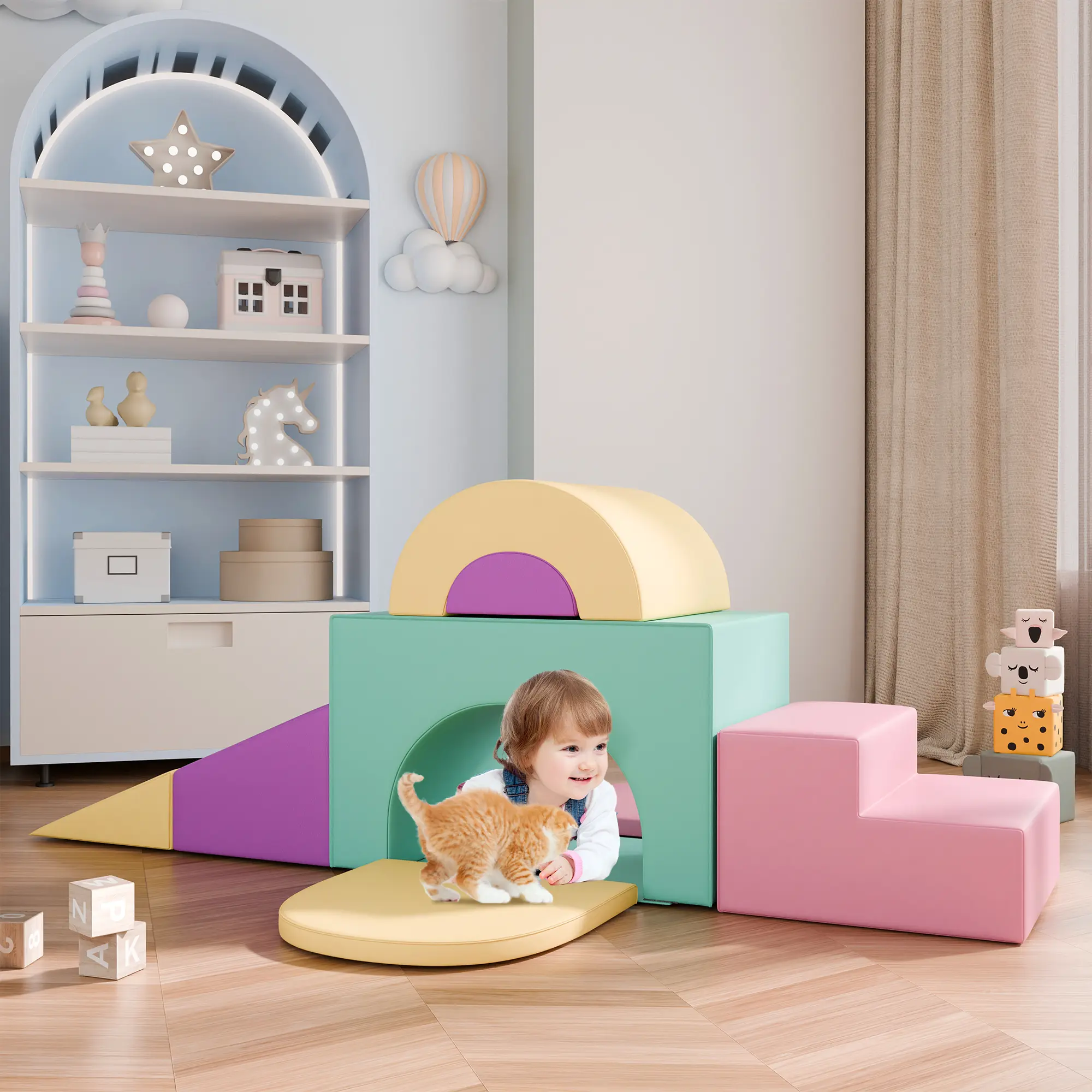 Topwin 7-Piece Children’s Building Blocks Kit - Colorful Educational Toddler Play Set, Encourages Creativity & Skill Development for Nursery