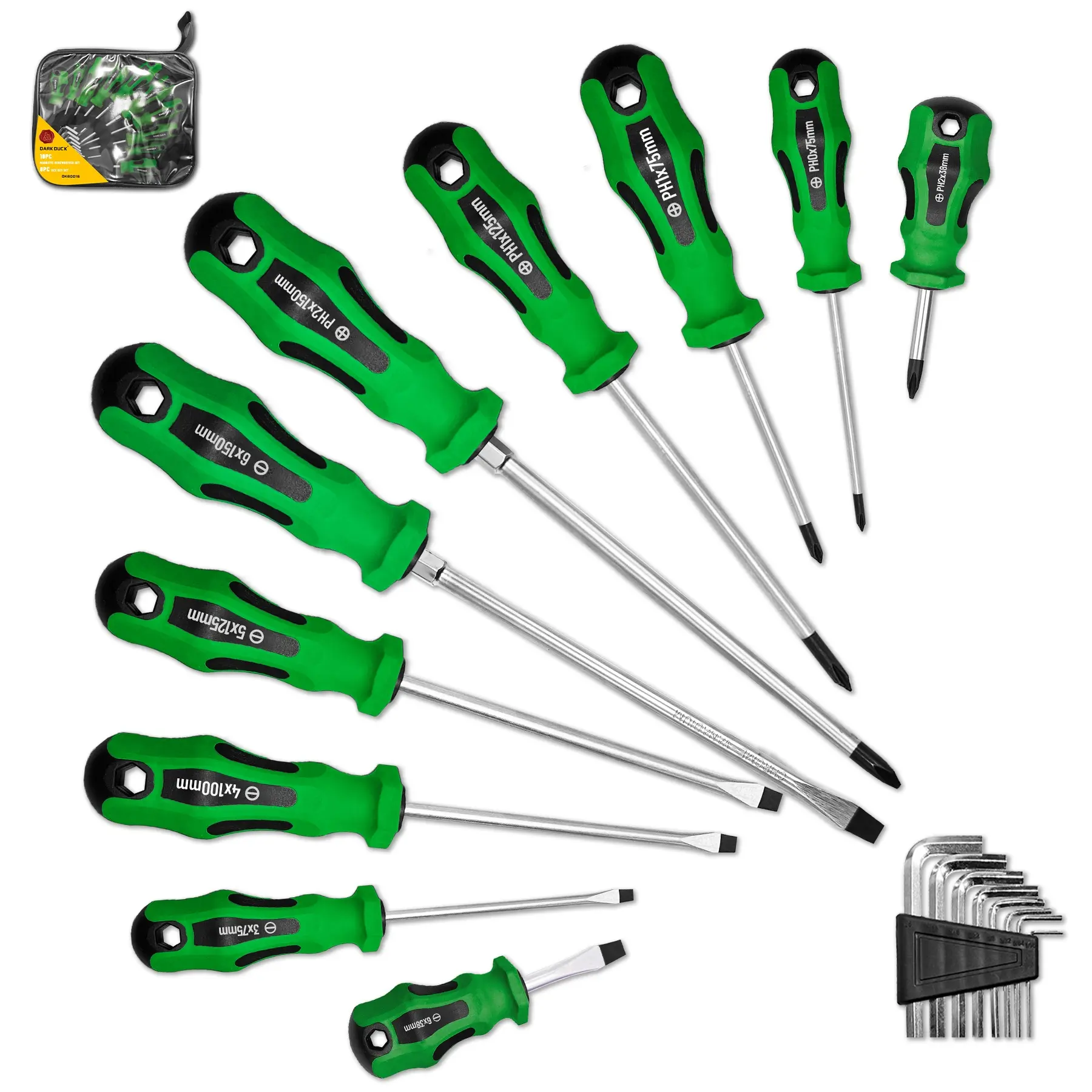 18pcs Magnetic Screwdriver Set with Chromium Vanadium Steel, High Quality, with Bag, Convenient Storage, Includes 5 Phillips & 5 Flathead, 8 Hex Key Set, Ideal for Home DIY Projects, Multipurpose Screwdriver Kit, Magnetic Screwdriver Tools