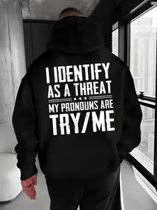I Identify As A Threat Hoodie, Funny Sarcastic Statement Hoodie, Bold Humor Graphic Hoodie