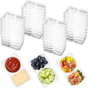 20-Pack Dual Compartment Lidded Spice Box, Mini Plastic Snack Container, Microwaveable, Leakproof Food Storage Box, Portable Takeout Meal Container, Takeout Condiment Box, Meal Prep BoxStackable Airtight Snack Containers