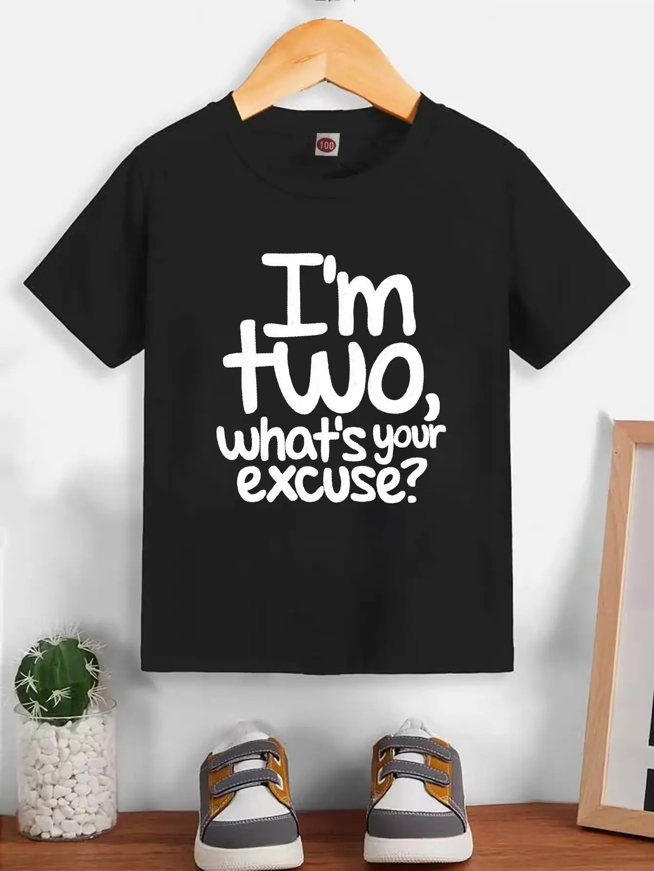 Toddler Boys 2nd Birthday Shirt, I'm Two What's Your Excuse Funny Graphic Tee, Kids Short Sleeve Cotton T-Shirt, 2 Year Old Birthday Outfit Gift for Son