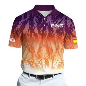 Purple & Orange Masters Style Golf Polo Shirt for Men – Classic Tournament Inspired Golf Wear