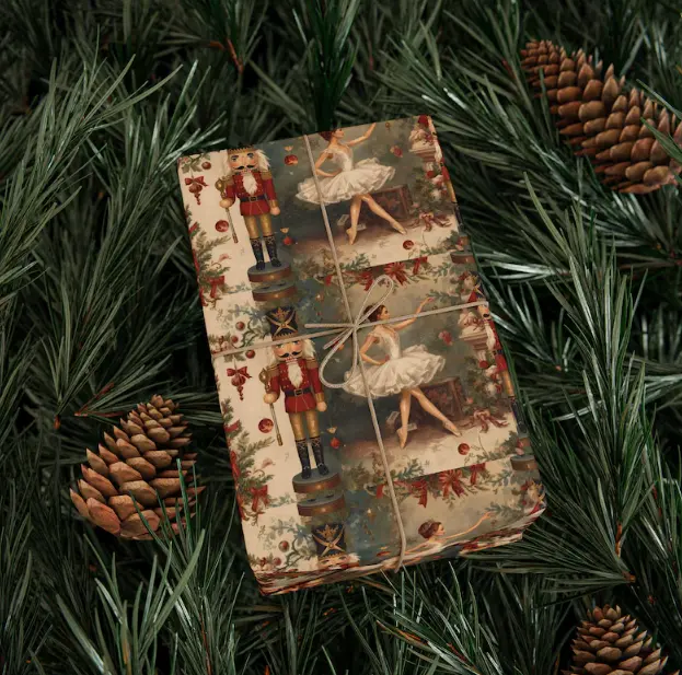 Nutcracker Wrapping Paper  Elegant Ballerina Gift Wrap  Christmas Ballet  Holiday Nutcracker Christmas Wrapping Paper