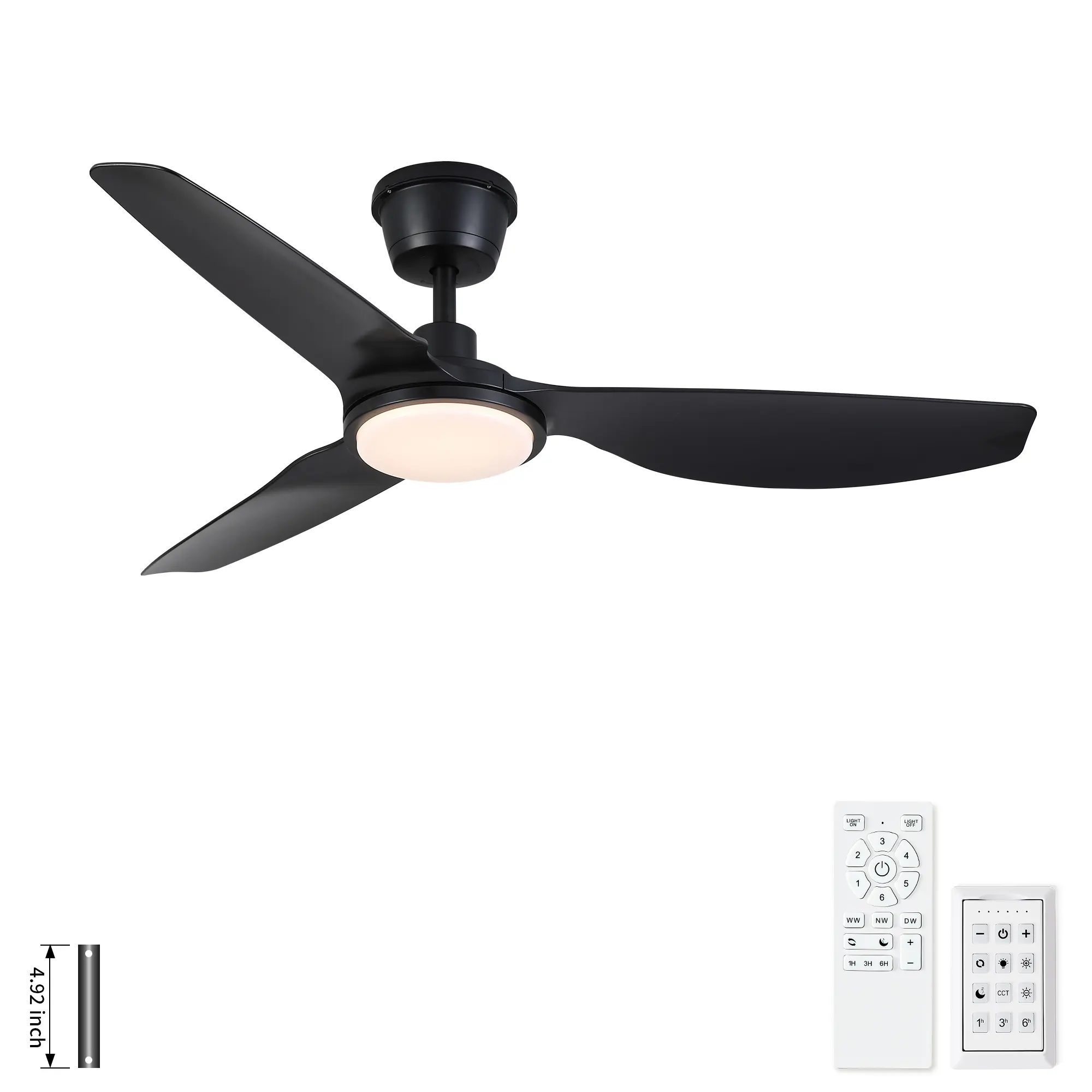 Nebula‌ 52 in. Outdoor Black Waterproof Ceiling Fan with Light, 3CCT and 6-speed for Patios, Courtyards, IP66 Rating