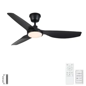 Nebula‌ 52 in. Outdoor Black Waterproof Ceiling Fan with Light, 3CCT and 6-speed for Patios, Courtyards, IP66 Rating