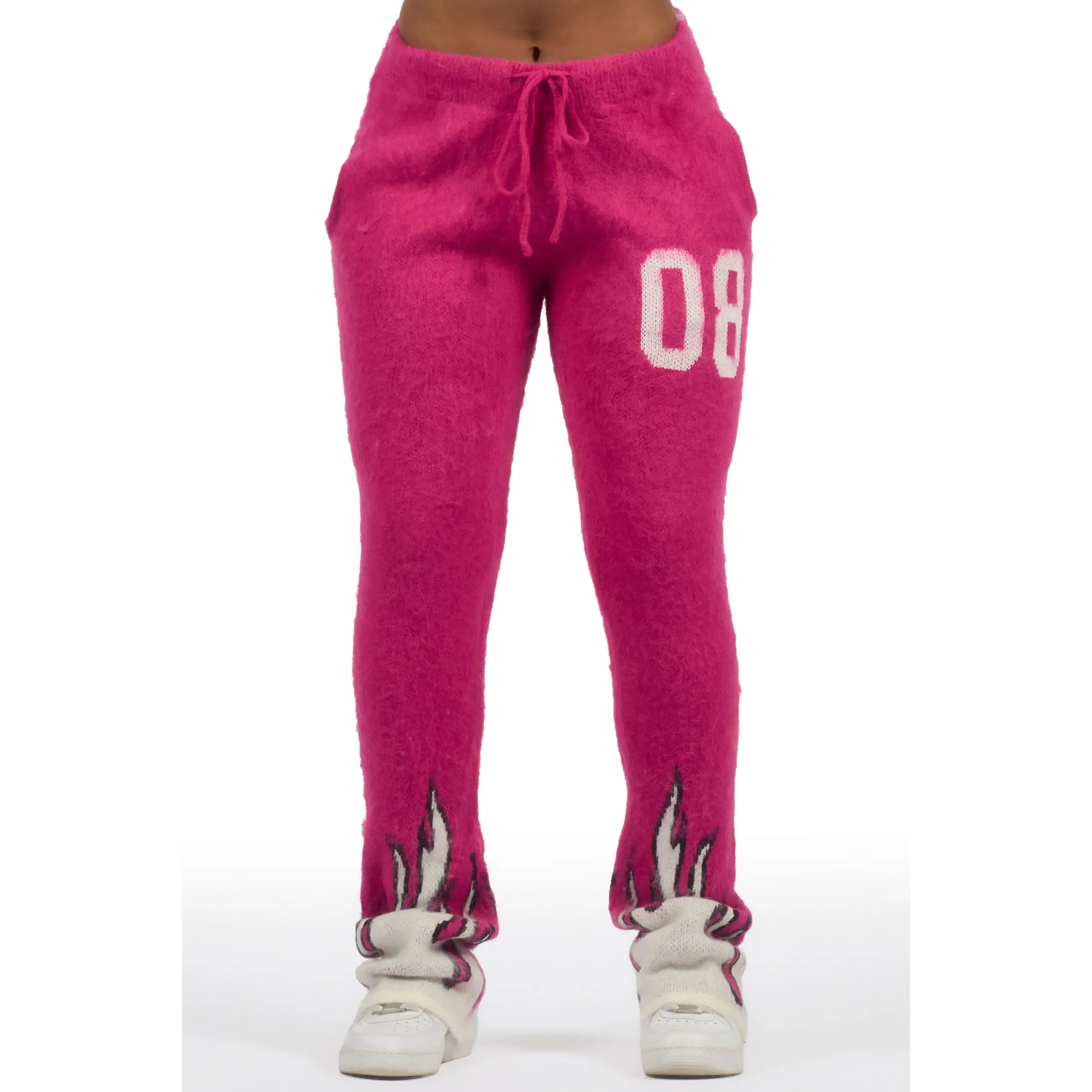 Della Pink Mohair Stacked Track Pant