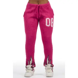 Della Pink Mohair Stacked Track Pant