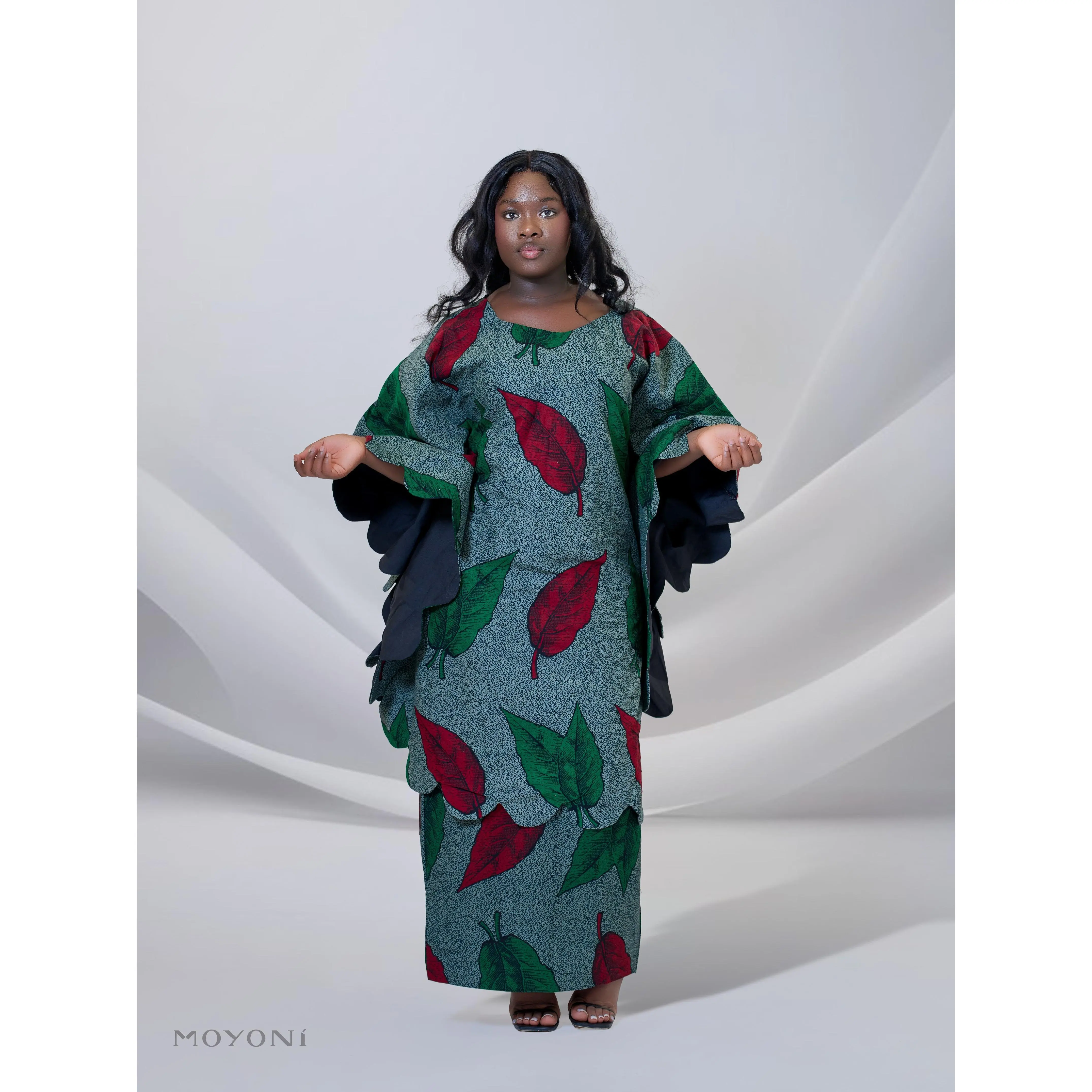 Aria Batwing Two-Piece Set – Handmade Scalloped African Print Top & Skirt, Modest Matching Co-ord for Church, Weddings & Formal Events