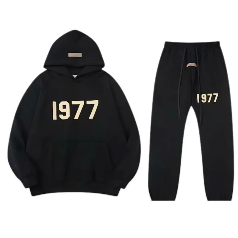 Hoodie & Pants Black Set – Unisex Streetwear Tracksuit, Pullover Sweatshirt + Joggers