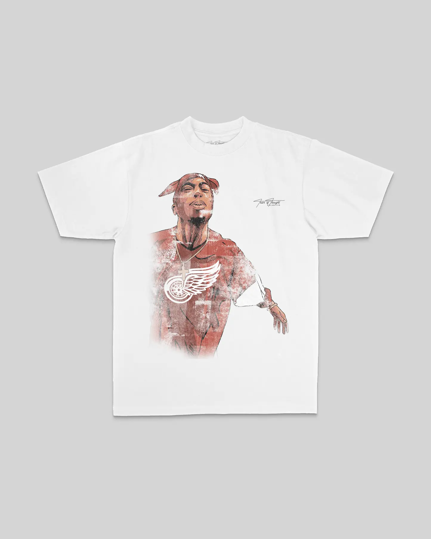 Pac Spit Big Face | Heavyweight White Graphic Shirt