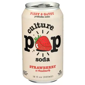 Culture Pop Soda Strawberry  Rhubarb Probiotic Soda, 12 FZ