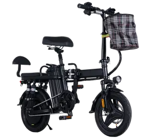 A9 Electric Bicycle 48V/16Ah Folding Bike for Adults, 14" Ebike Urban City, 10 Shock Absorptions, Cheap Affordable Time Trial Bike Handlebar Bag