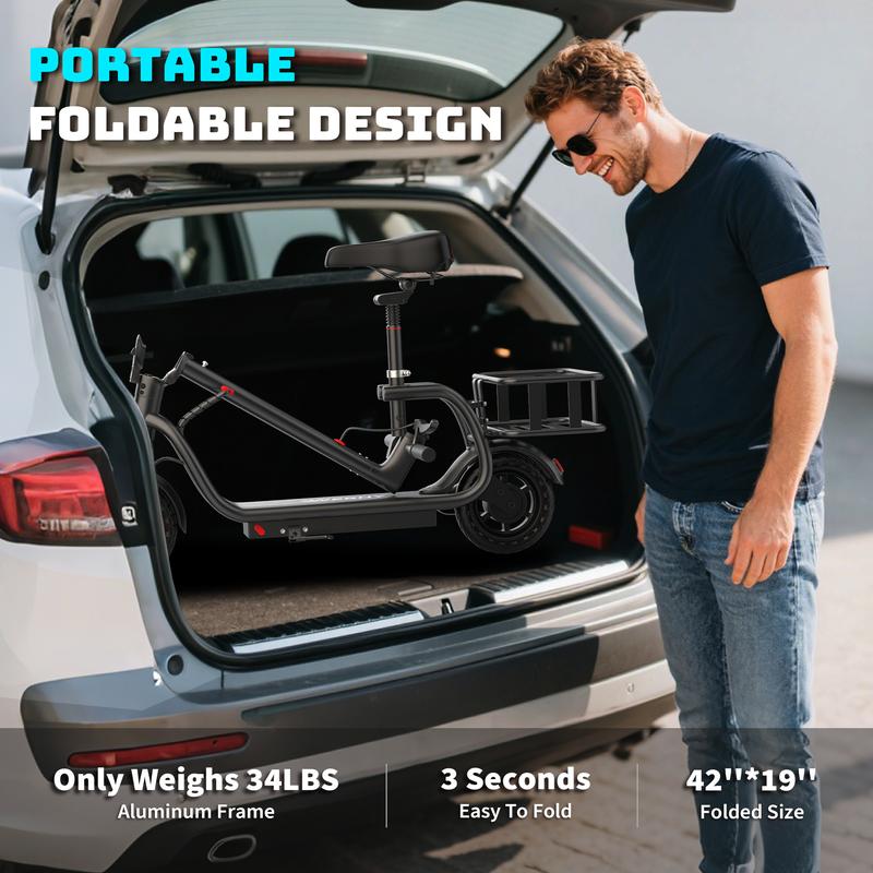 350W Electric Bicycle, LED display, 8.5-inch puncture-resistant tires, top speed 19 mph, range 16/28 miles, equipped with LED lights for portable commuting