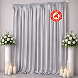 Scuba Polyester Event Backdrop Curtain Silver 10ftx12ft Durable Flame Resistant Wrinkle-Free Photography Drape Panel With Rod Pocket