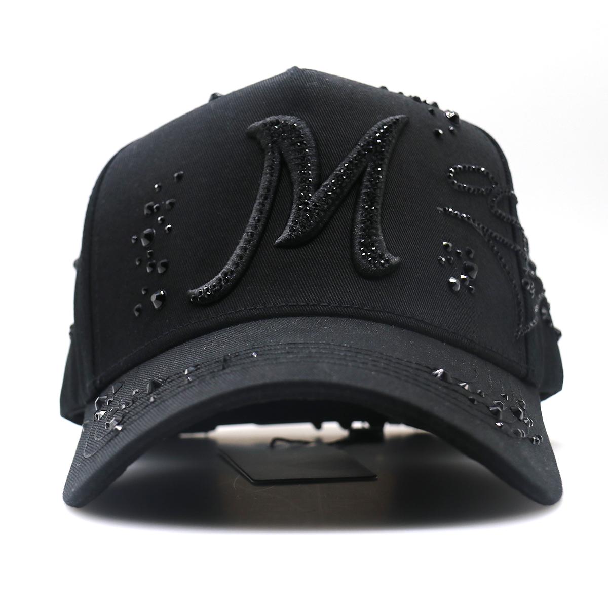 Black Bling Baseball Cap with 3D M Letter - Hip Hop Streetwear Hat