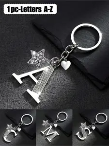 Diamond personalized simple letters A-Z multifunctional bag pendant, lucky five-pointed star shiny diamond pendant, shiny letters A-Z, shiny alloy bag backpack pendant, earphone pendant, keychain bag backpack pendant, car pendant.