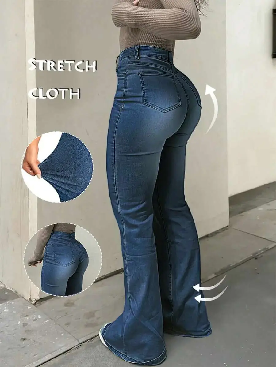 Bootcut Women Jeans With Pockets And Zippers, Stylish StretchStretching And Lifting Buttocks To Modify Leg Shape, Women's Flared Jeans