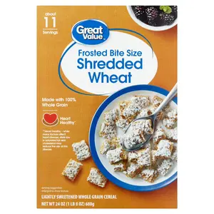 Great Value Frosted Bite Size Shredded Wheat Cereal, 24 oz