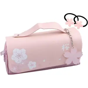Kawaii Cherry Blossom Pencil Bag Pink Sweet Pencil Case Large Capacity Stationery Pouch School Supplies Makeup Bag