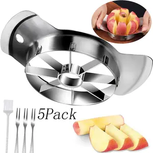 5 Pack Extra Large 8-Blade Stainless Steel Apple Slicer Corer | Sharp Fruit Divider | Fits Up to 3.6 Inches Apples Kitchen Gadget