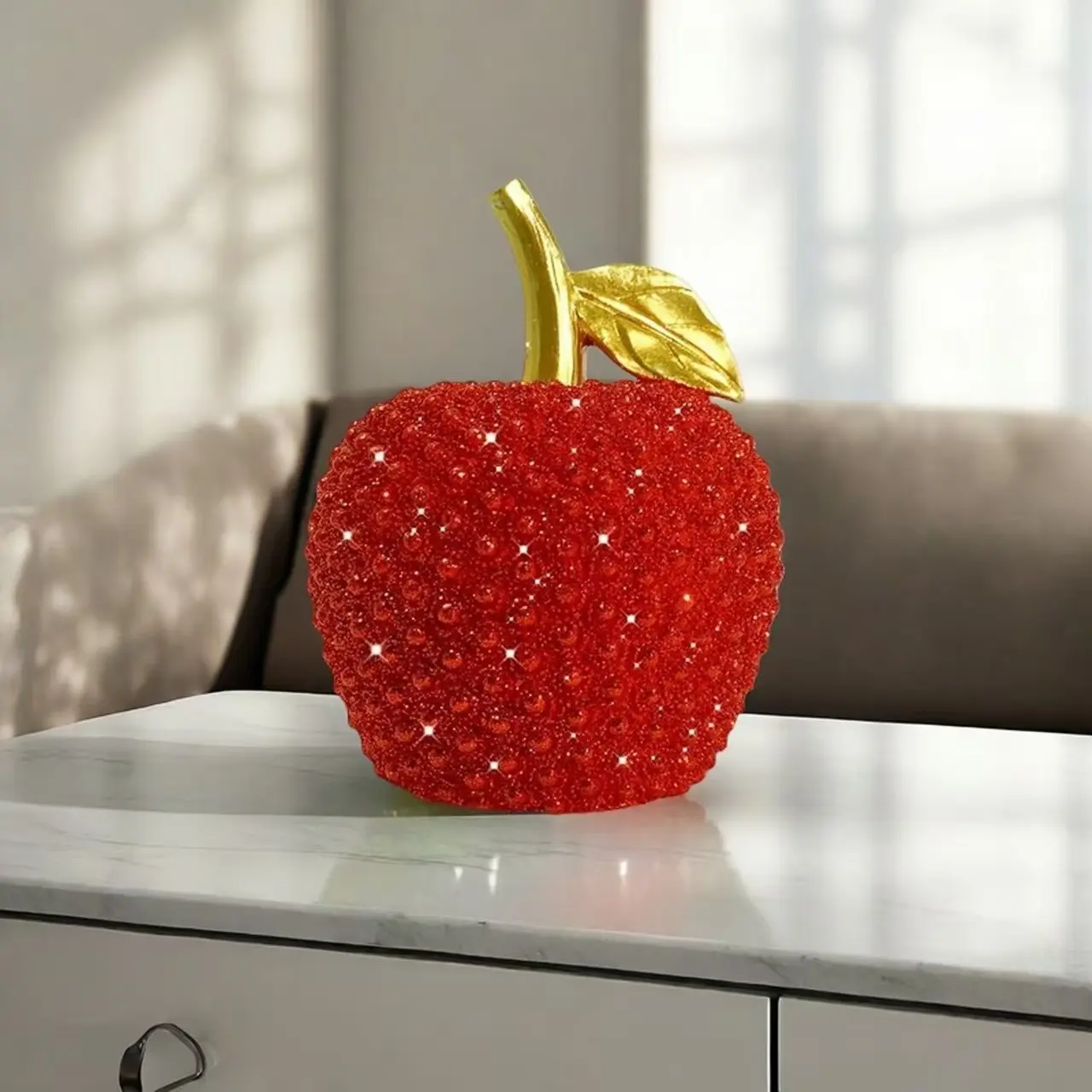 Elegant Apple Decorative Piece, Modern Luxury Home Decoration, Perfect for Living Room/entryway/library, Enhances Festive Luxurious Atmosphere, Ornaments, Home Decor Accessory