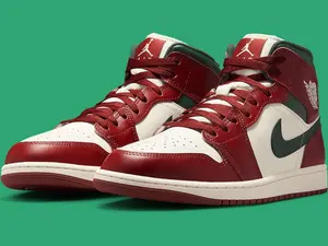Nike Air Jordan 1 Mid Christmas Sail Red Green DQ8426-105 Men's Shoes NEW Athletic Sneakers