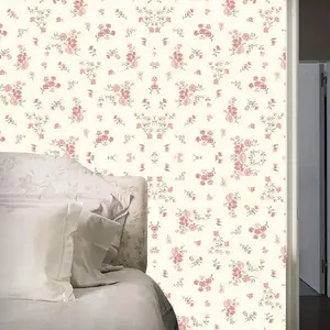 Rose Blossom Pattern Wall Sticker, 1 Roll Self-adhesive Waterproof Removable Wallpaper, Decorative Wall Sticker for Home Living Room Bedroom Dormitory