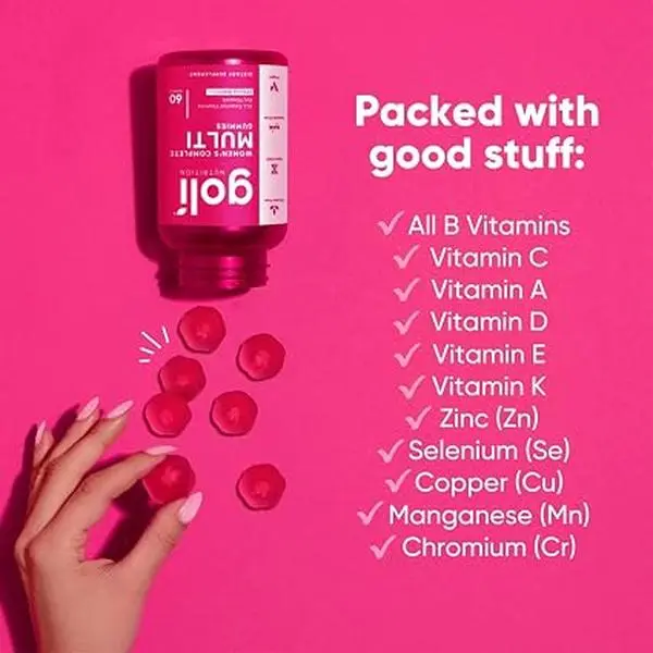 Goli Women's Multi Gummies - Complete Daily Multivitamin with All 13 Essential Vitamins, Biotin, Zinc - Supports Hair, Skin, Nails, Immune System - Vegan, Non-GMO,